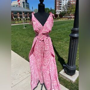 Summer Wide Leg Split Flowy Jumpsuit pit to pit 18in to 21in ONE SIZE fits S/M/L